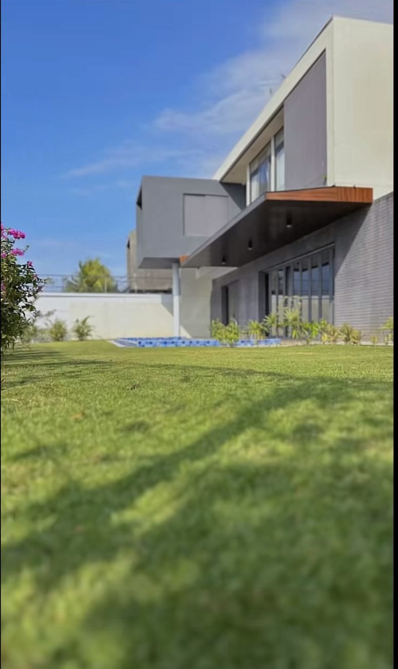 Completed lawn at a modern house